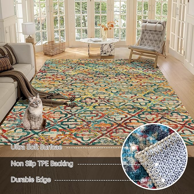 RUGSURE Washable Area Rugs, Pet & Child Friendly, Vibrant Colors Rugs - Image 5