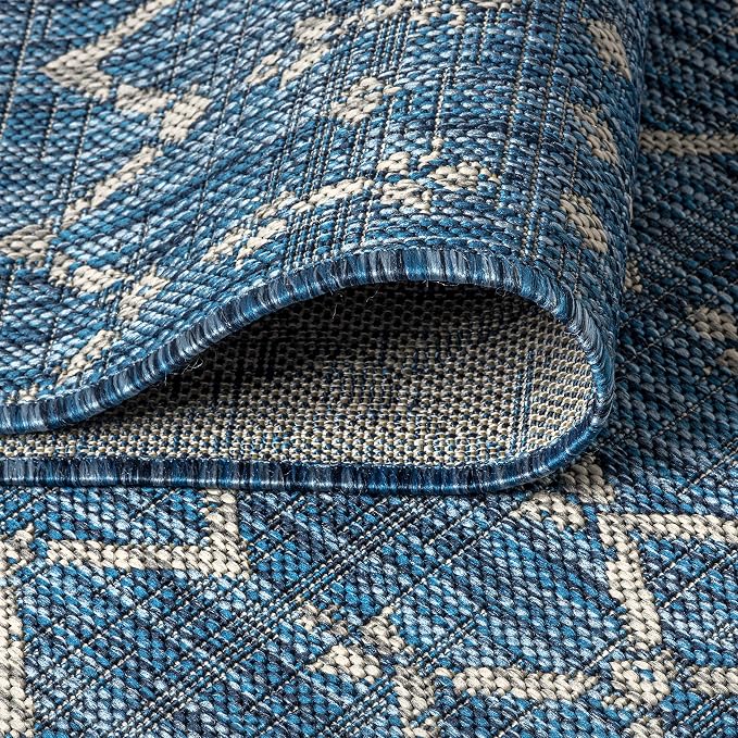 JONATHAN Y Moroccan Geometric Indoor Outdoor Runner Rug 2X20 Navy/Light Gray - Image 5