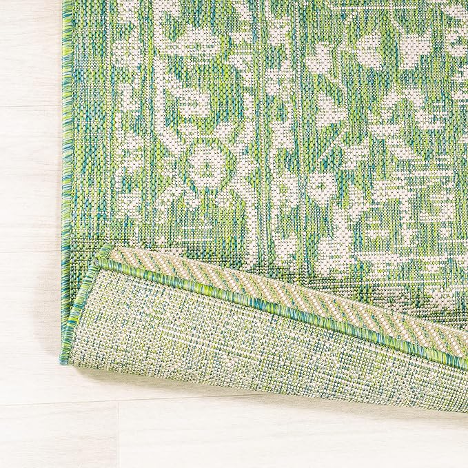 JONATHAN Y Boho Medallion Indoor Outdoor Area Rug 4X6 Cream/Green, Malta - Image 4