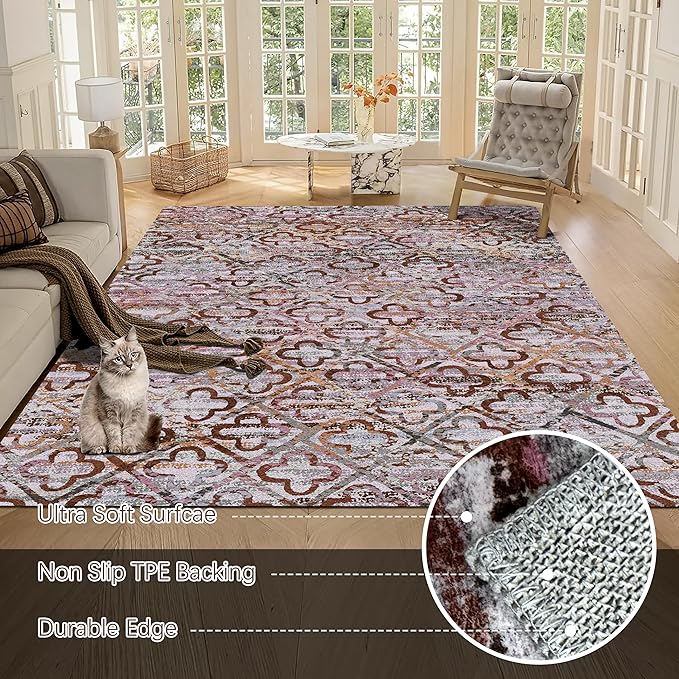 RUGSURE Washable Area Rugs, Pet & Child Friendly, Vibrant Colors Rugs - Image 5