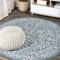 JONATHAN Y Boho Medallion Indoor Outdoor Round Area Rug 6 Ft Teal/Gray by JONATHANY