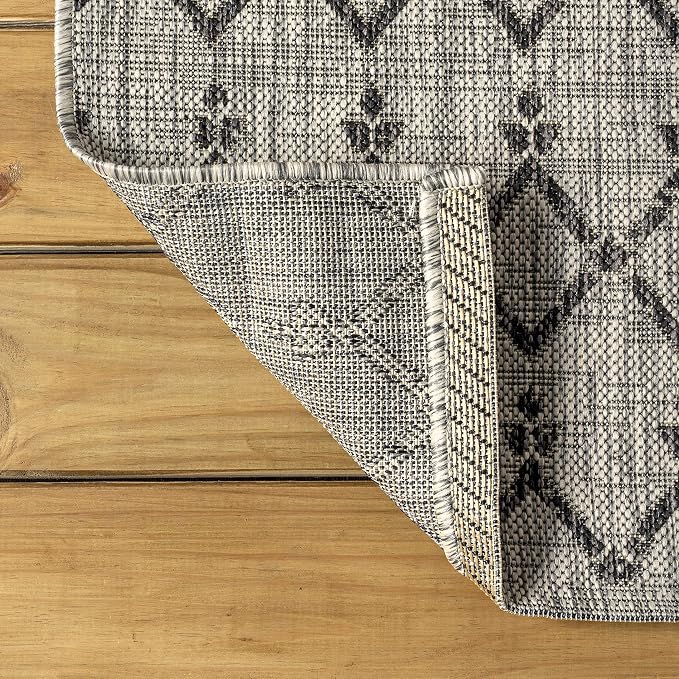 JONATHAN Y Moroccan Geometric Indoor Outdoor Round Area Rug 5 Ft Light - Image 6