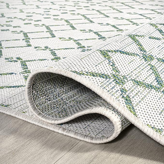JONATHAN Y Moroccan Geometric Indoor Outdoor Area Rug 5X8 Green/Ivory, Ourika - Image 6