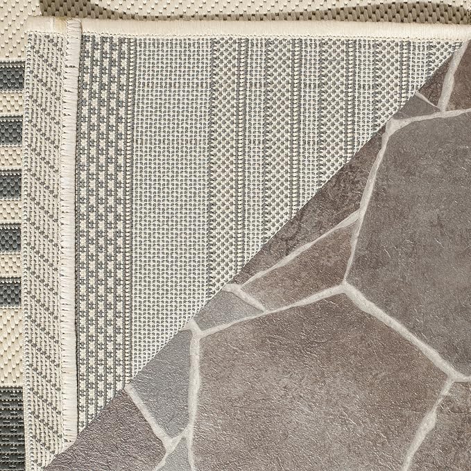 SAFAVIEH Courtyard Collection 2'3' x 22' Grey/Bone CY6062 Stripe Indoor/ - Image 9