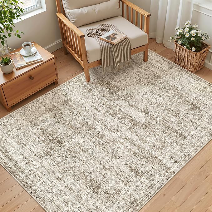 Soalmost Area Rugs 4x6 for Living Room, Vintage Washable Rugs for Dining Room - Image 2
