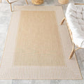 Nuloom Asha Tan/Ivory, Striped Border, Soft and Cozy, High Traffic, Easy Clean by nuLOOM