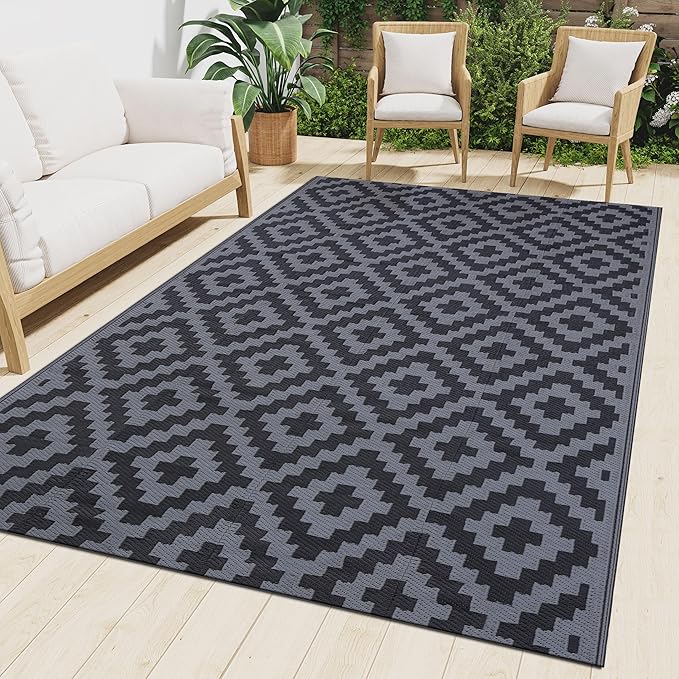 Smiry Waterproof Outdoor Rug 9X18 ft, Reversible Plastic Straw Patio Camping by Smiry