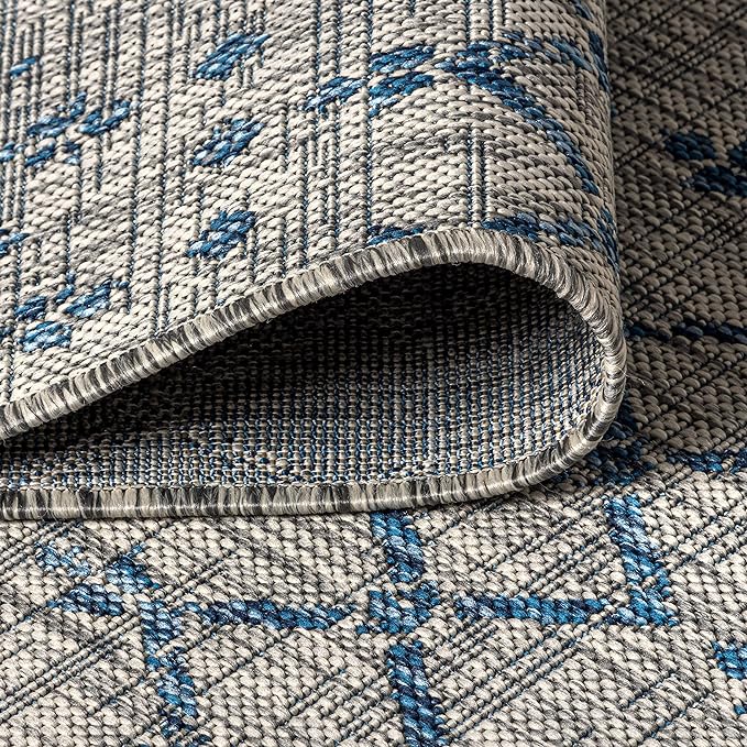 JONATHAN Y Moroccan Geometric Indoor Outdoor Area Rug 3X5 Light Gray/Navy - Image 6