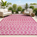 JONATHAN Y Moroccan Geometric Indoor Outdoor Area Rug 5X8 Fuchsia/Light Gray by JONATHANY