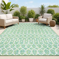 JONATHAN Y Moroccan Geometric Indoor Outdoor Area Rug 4X6 Green/Cream, Ourika by JONATHANY