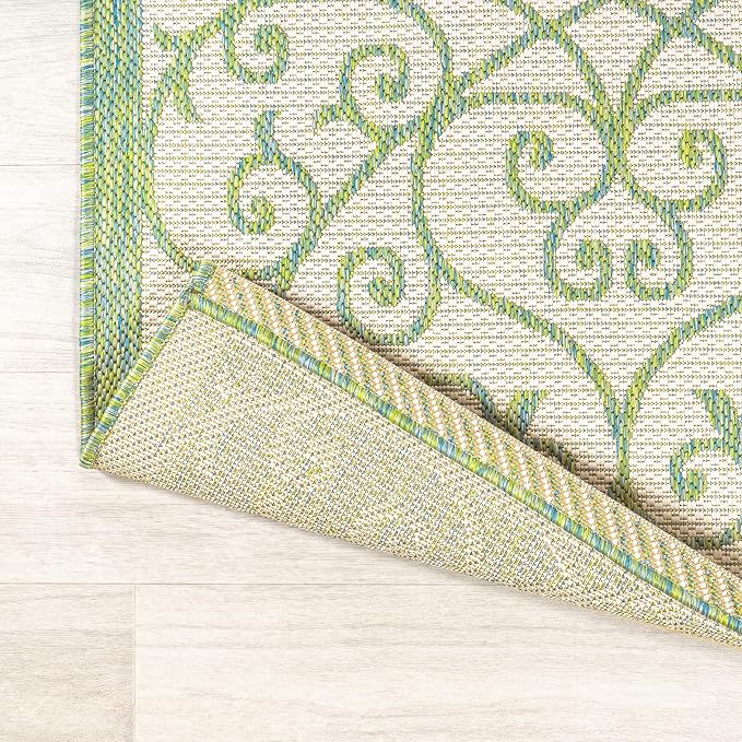 JONATHAN Y Vintage Filigree Indoor Outdoor Area Rug 3X5 Cream/Green, Madrid - Image 5