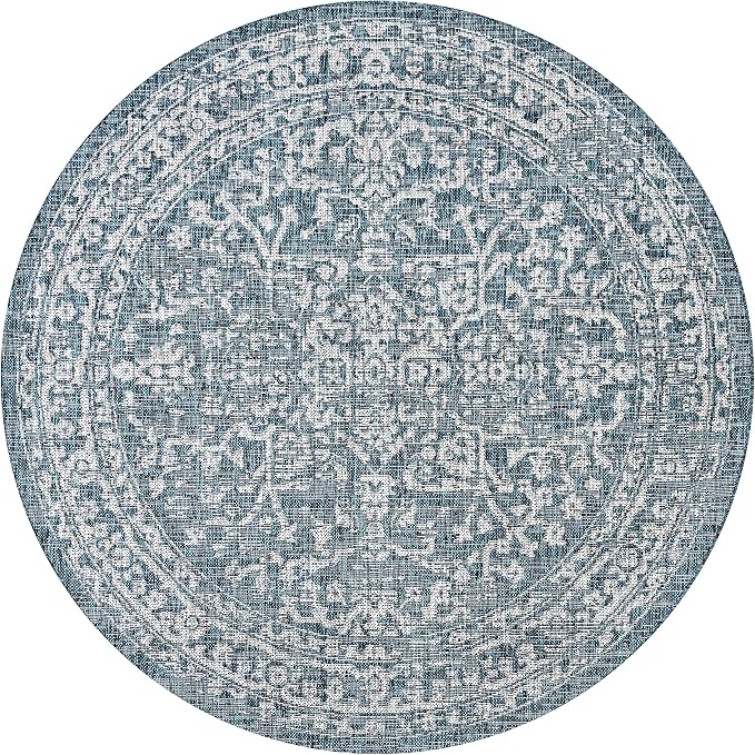 JONATHAN Y Boho Medallion Indoor Outdoor Round Area Rug 6 Ft Teal/Gray - Image 8