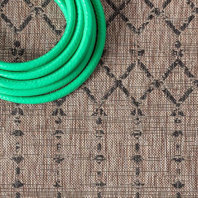JONATHAN Y Moroccan Geometric Indoor Outdoor Square Area Rug 8X8 Natural/Black - Image 3