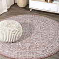 JONATHAN Y Boho Medallion Indoor Outdoor Round Area Rug 6 Ft Red/Taupe by JONATHANY