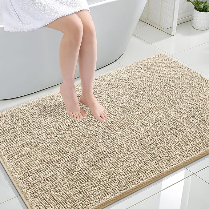 OLANLY Large Bathroom Rugs 44x32, Extra Soft Absorbent Chenille Bath Rugs by OLANLY
