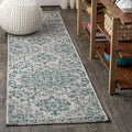 JONATHAN Y Boho Medallion Indoor Outdoor Runner Rug 2X10 Teal/Gray, Estrella by JONATHANY