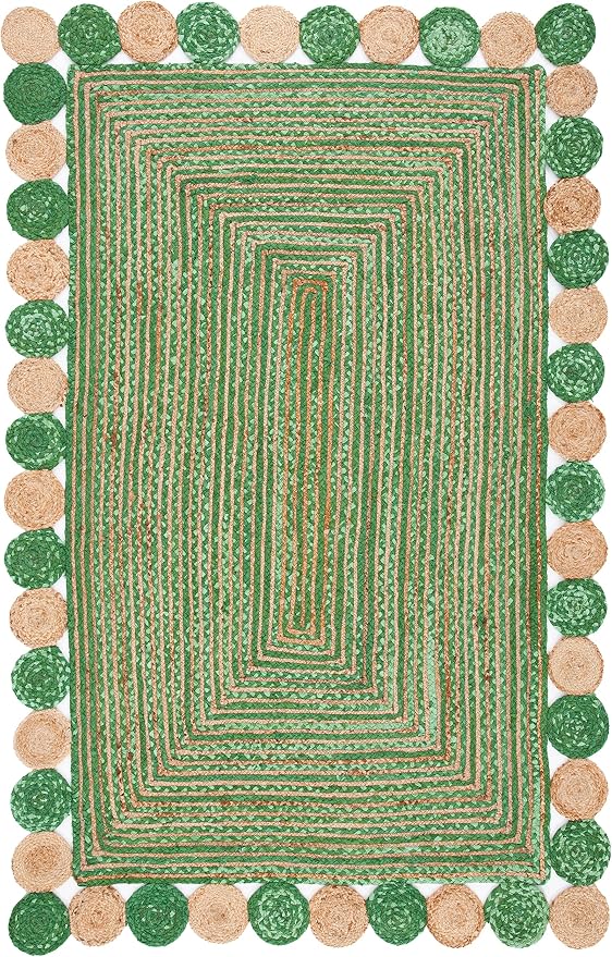 SAFAVIEH Cape Cod Collection 5' x 8' Green/Natural CAP201Y Handmade Boho - Image 2