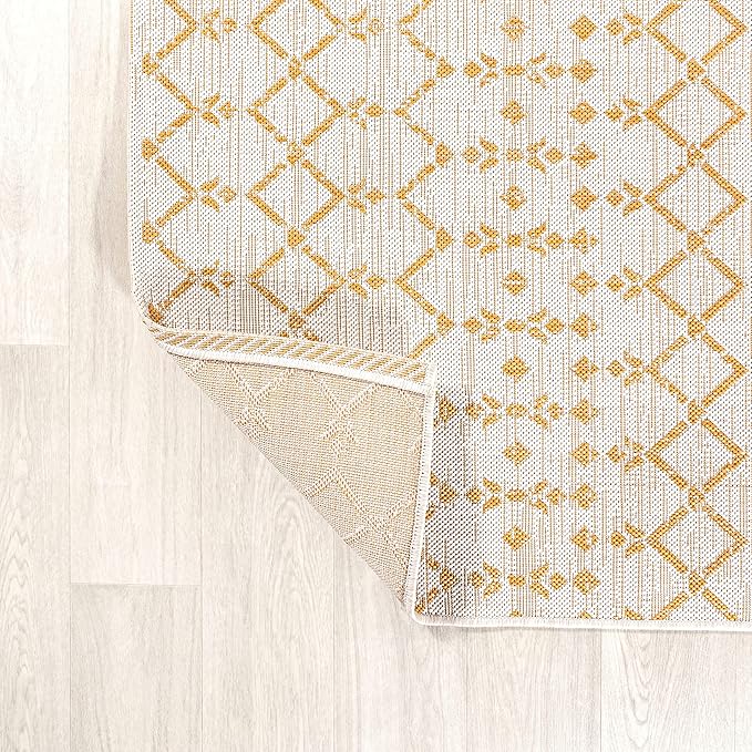 JONATHAN Y Moroccan Geometric Indoor Outdoor Runner Rug 2X10 Cream/Yellow - Image 3