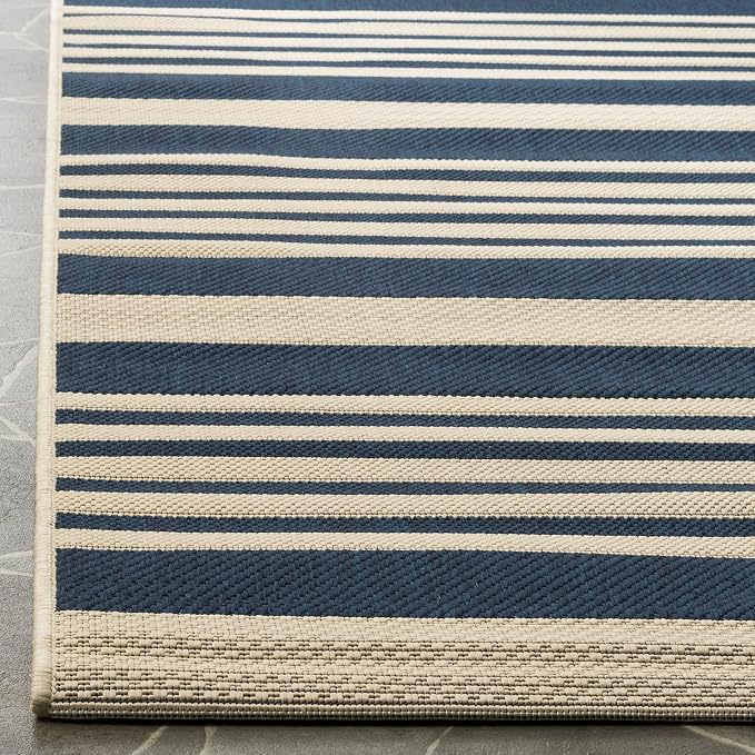 SAFAVIEH Courtyard Collection 2'3" x 16' Navy/Beige CY6062 Stripe Indoor/ - Image 3
