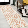 JONATHAN Y Moroccan Geometric Indoor Outdoor Runner Rug 2X8 Cream/Orange by JONATHANY