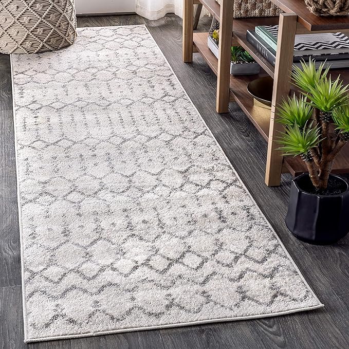 JONATHAN Y Boho Vintage Diamond Cream/Gray Runner Rug 2X10 ft, Moroccan Hype by JONATHANY
