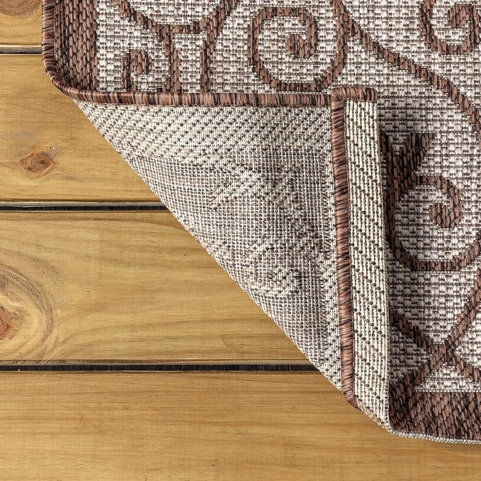 JONATHAN Y Vintage Filigree Indoor Outdoor Area Rug 4X6 Taupe/Espresso - Image 5