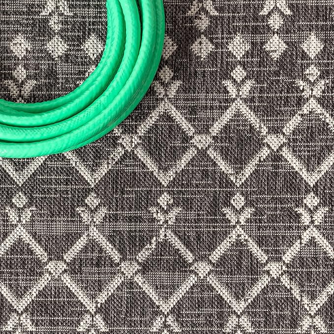 JONATHAN Y Moroccan Geometric Indoor Outdoor Square Area Rug 5X5 Black/Gray - Image 4