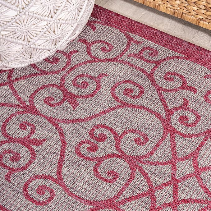 JONATHAN Y Vintage Filigree Indoor Outdoor Square Area Rug 5X5 Light - Image 5
