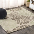 JONATHAN Y Floral Textured Weave Indoor Outdoor Square Area Rug 9X9 Sage/Brown by JONATHANY
