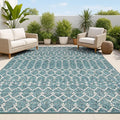 JONATHAN Y Moroccan Geometric Indoor Outdoor Area Rug 3X5 Teal/Gray, Ourika by JONATHANY