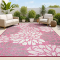 JONATHAN Y Floral Textured Weave Indoor Outdoor Area Rug 4X6 Fuchsia/Light Gray by JONATHANY
