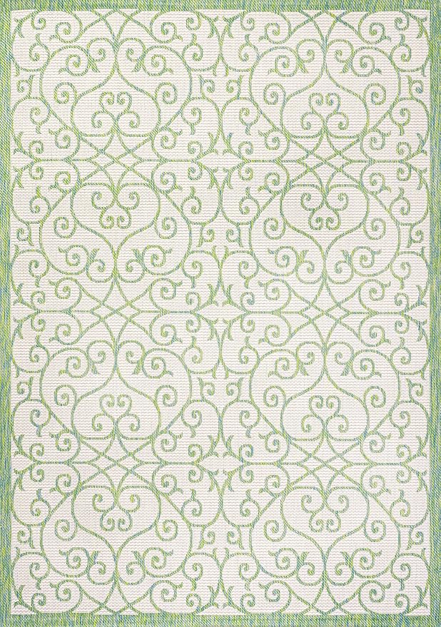 JONATHAN Y Vintage Filigree Indoor Outdoor Area Rug 3X5 Cream/Green, Madrid - Image 9