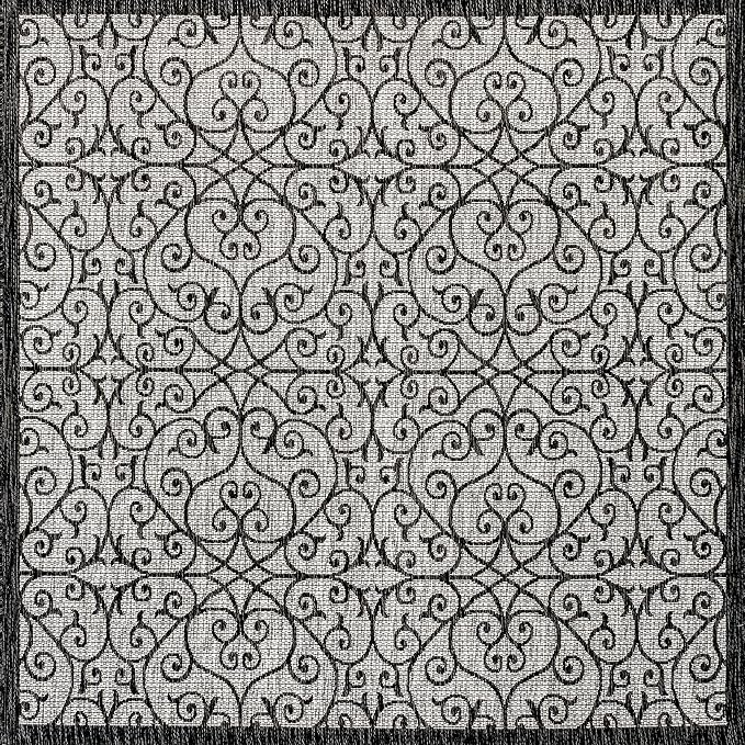 JONATHAN Y Vintage Filigree Indoor Outdoor Square Area Rug 8X8 Light Gray/Black - Image 8