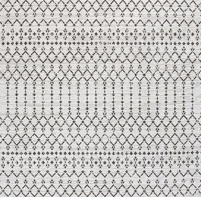 JONATHAN Y Moroccan Geometric Indoor Outdoor Square Area Rug 4X4 Cream/Black - Image 8