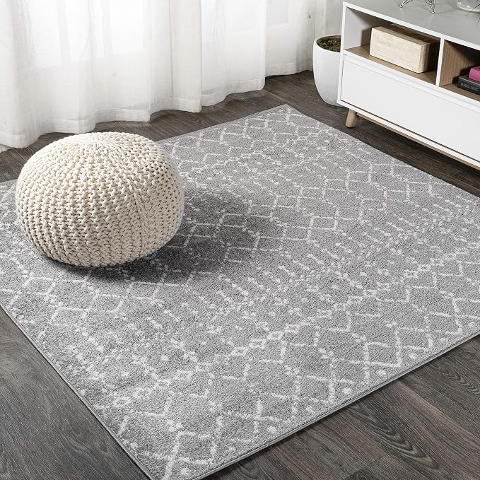 JONATHAN Y Boho Vintage Diamond Gray/Ivory Square Area Rug 3X3 ft, Moroccan Hype by JONATHANY