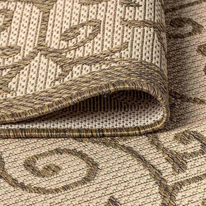 JONATHAN Y Vintage Filigree Indoor Outdoor Area Rug 5X8 Beige/Brown, Madrid - Image 5