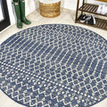 JONATHAN Y Moroccan Geometric Indoor Outdoor Round Area Rug 8 Ft Navy/Beige by JONATHANY
