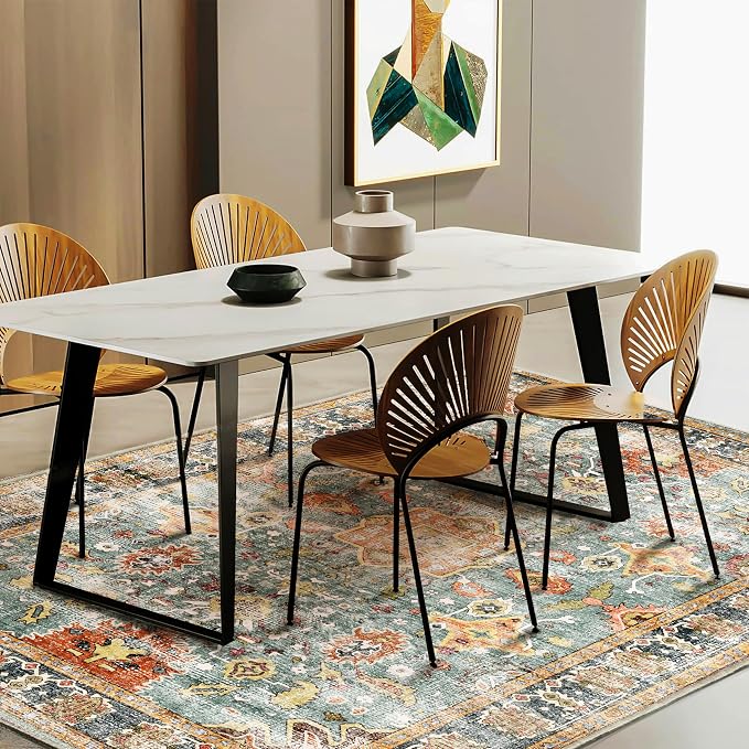 CHAMPLANT Area Rug 9'x12' Washable Vintage Traditional Mat Distressed Indoor - Image 3