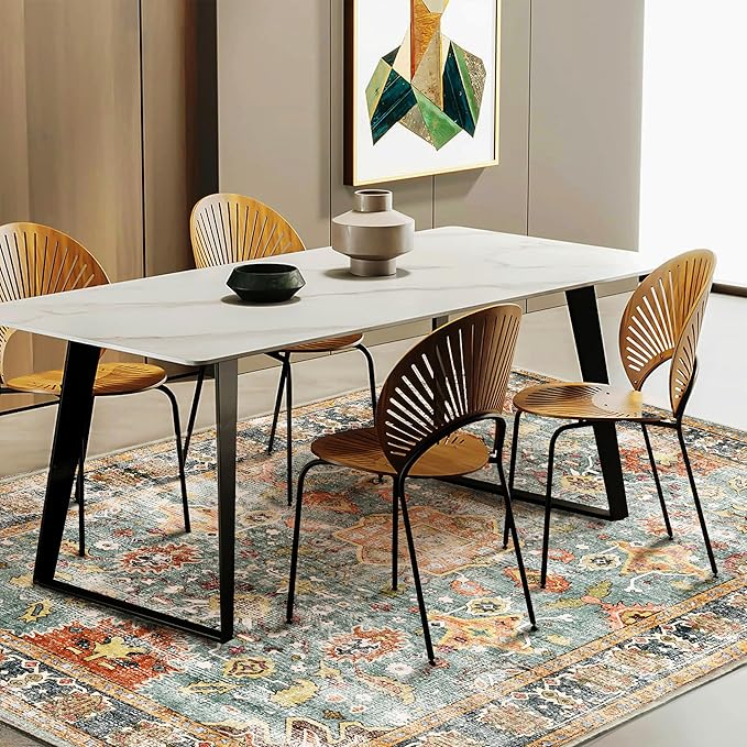 CHAMPLANT Area Rug 6'x9' Washable Vintage Traditional Distressed Thin Retro - Image 3
