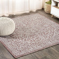 JONATHAN Y Boho Medallion Indoor Outdoor Square Area Rug 4X4 Red/Taupe by JONATHANY