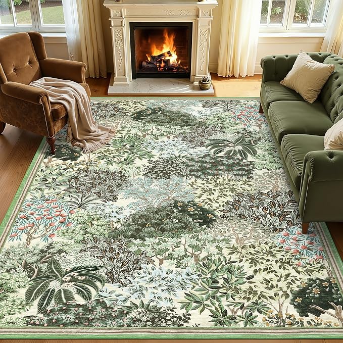 GarveeHome Forest Rugs 6x9, Botanical Low Pile Non Slip Stain Resistance - Image 3