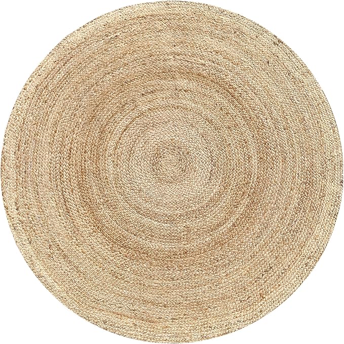 Hausattire Hand Woven Jute Braided Rug, 6’ Round – Natural, Reversible Boho - Image 3