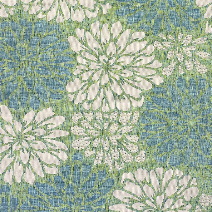 JONATHAN Y Floral Textured Weave Indoor Outdoor Square Area Rug 4X4 Cream/Green - Image 8