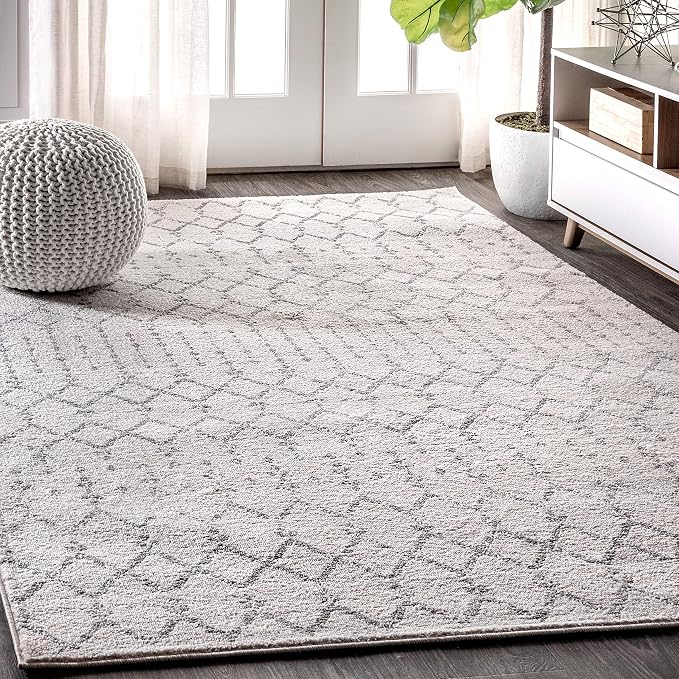 JONATHAN Y Boho Vintage Diamond Cream/Gray Indoor Area Rug 8X10 ft, Moroccan by JONATHANY