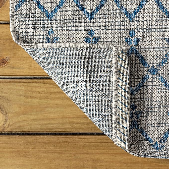 JONATHAN Y Moroccan Geometric Indoor Outdoor Area Rug 3X5 Light Gray/Navy - Image 5