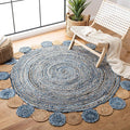 SAFAVIEH Cape Cod Collection 5' Round Blue/Beige CAP201C Handmade Boho Braided by Unknown