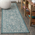 JONATHAN Y Boho Medallion Indoor Outdoor Runner Rug 2X10 Teal/Gray, Malta by JONATHANY