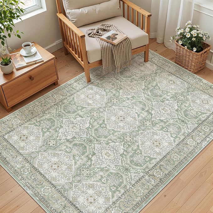 Soalmost 4x6 Area Rugs for Living Room, Vintage Washable Rugs for Dining Room - Image 4