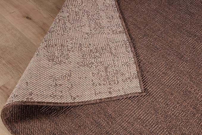 CAMILSON Indoor and Outdoor Runner Rug Brown Solid Boho Woven Design - Image 7