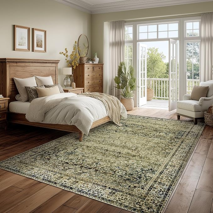 BILEEHOME Olive Green Boho Area Rug 5 x7 - Image 7